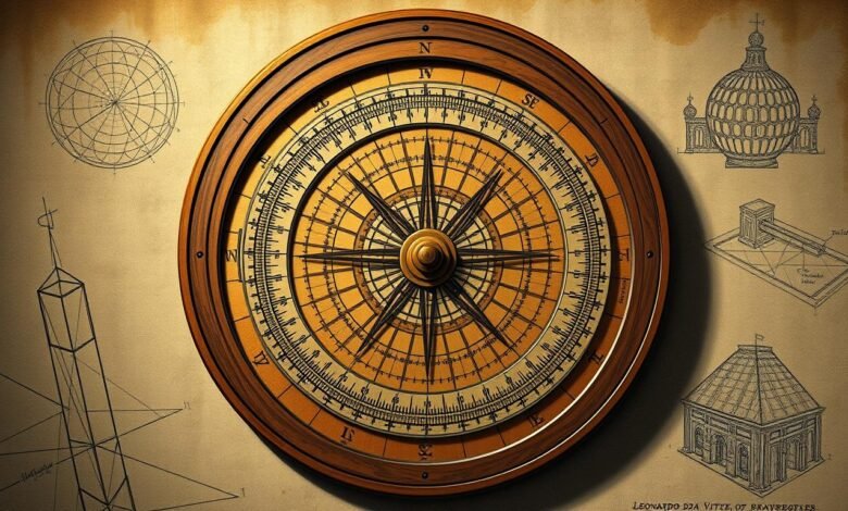 bussola to measure angles within a circle leonardo da vinci